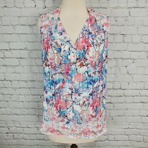 TAHARI Dalia Met. Floral Top XS NWT - Picture 2 of 7